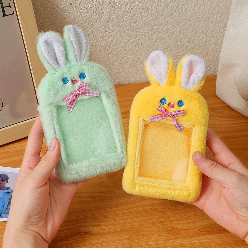 

Cute Cartoon Plush Rabbit Photocard Holder ID Credit Case Star Chasing Pendant 3 inch Plush Card Cover Photo Sleeve Pendant