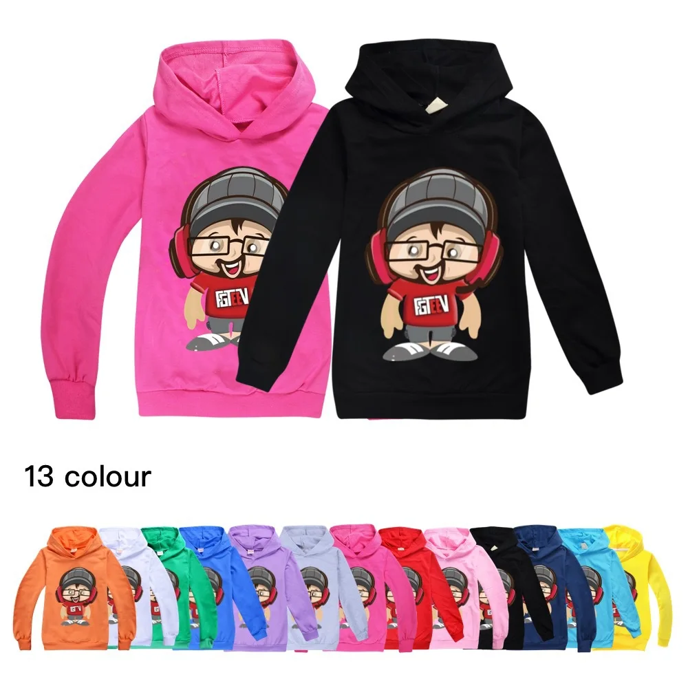 

FGTEEV Kids Hoodies T-shirts Spring/Autumn Children Cotton Hooded Sweatshirt Cartoon Tops Boys Girls Casual Pullover Tees 2-16Y