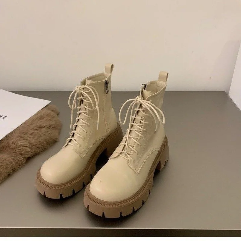 2022 New Fashion Autumn and Winter Women's Botas De Mujer Outdoor Leisure Popular Pu Leather Thick Heel Women's Motorcycle Boots