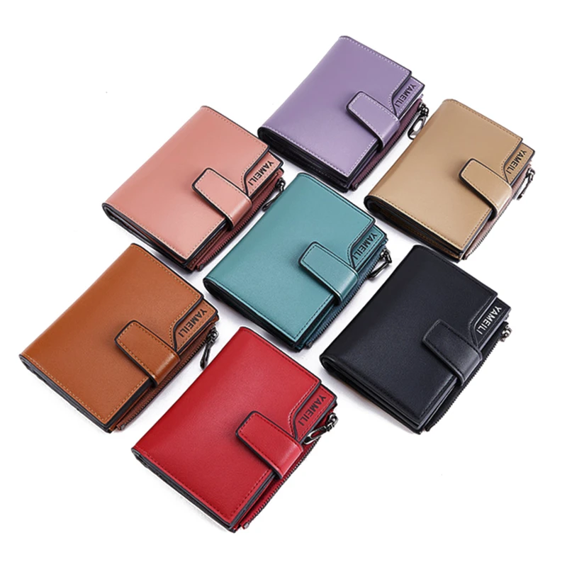 

Женские кошельки, новый маленький мини кошелек для монет, держатель для карт на застежке, Женский кошелек на молнии с пряжкой из искусственн...