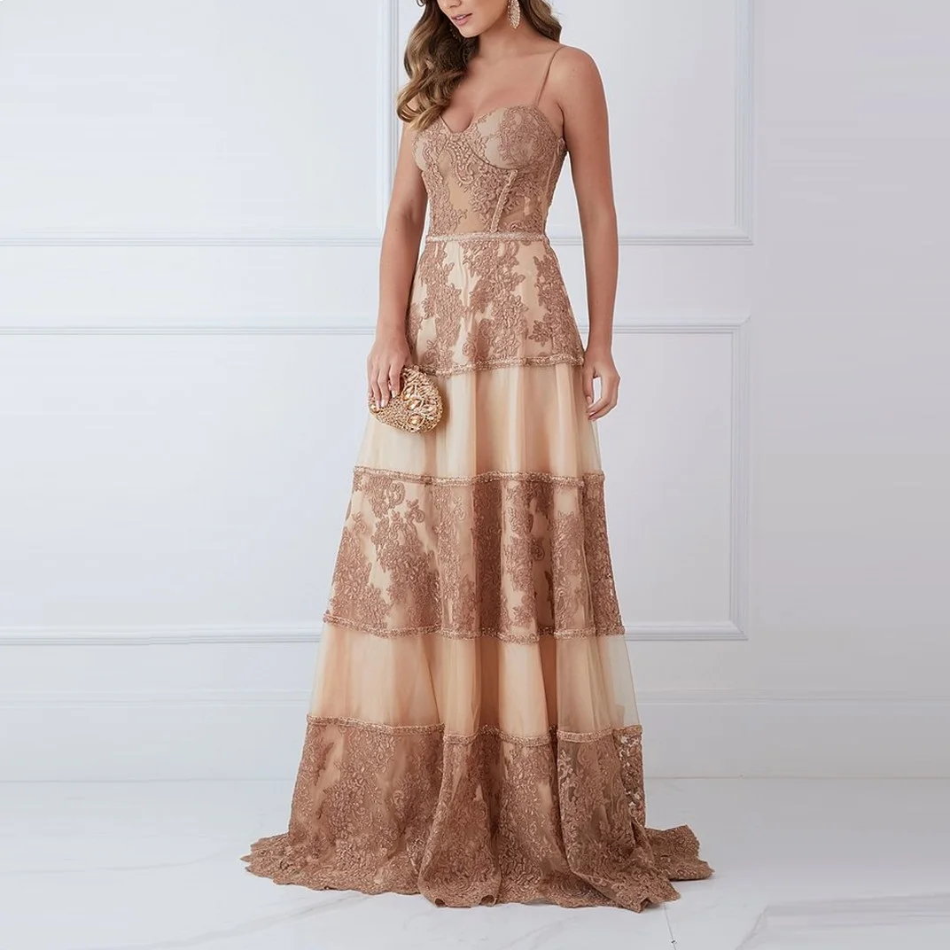 

Light Pink A Line Floral Prom Dresses For Sweethearts Sleeves Lace Detachable Train Button Evening Dress Sexy Backless