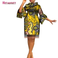 african print dresses for women dashiki dress flare sleeve turndown collar short robe dress african women boubou clothes wy7600
