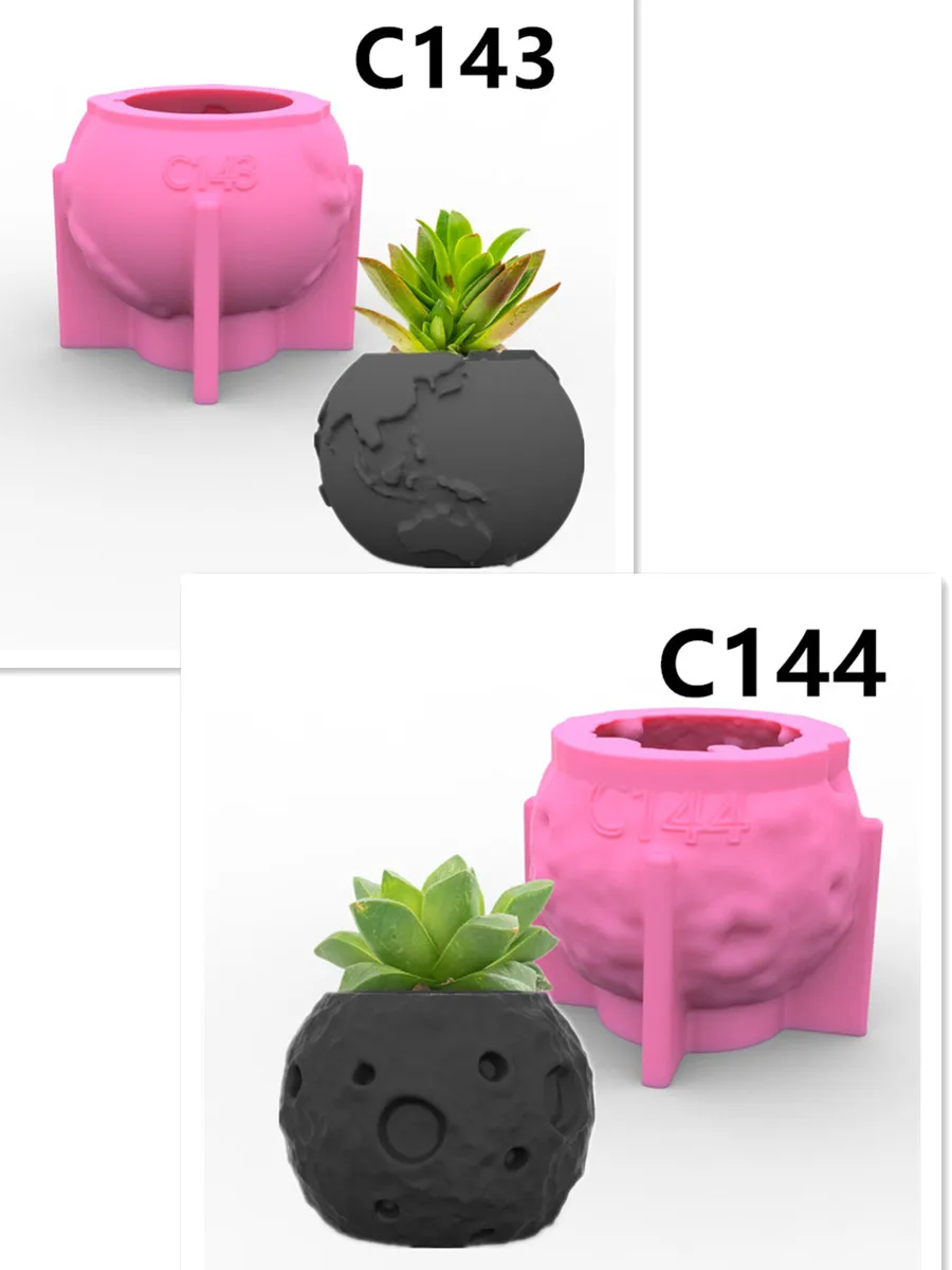 

Globe Moon Shape Succulent Flower Pot Silicone Mold Scented Stone Ornaments Homemade Flower Pot Pen Holder Handicraft Gift