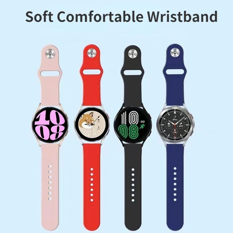 Фото Ремешок 20 мм 22 мм для Samsung Galaxy Watch 7/6/5/4/3, Huawei Watch GT5-4, Amazfit GTR4/GTS4, силиконовый браслет для Watch 4/6 Classic №1