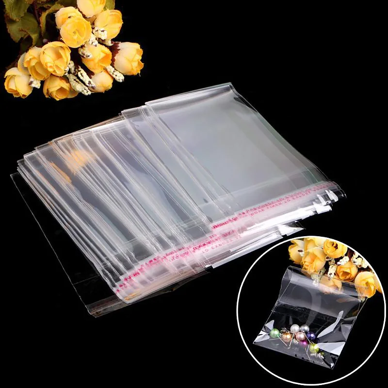 

100pcs Transparent Plastic Bags Self Adhesive Sealed Bag For Candy Cookie Packing Pouches Resealable Gift Jewelry Packaging Bags