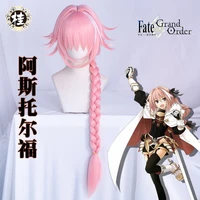 uwowo fate grand orderfgo astolfo cosplay wig 60cm long pink braid hair