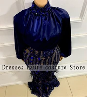 aso ebi new arrival sequins beaded mermaid evening dresses 2022 long sleeve birthday party gowns wedding guest wear custom