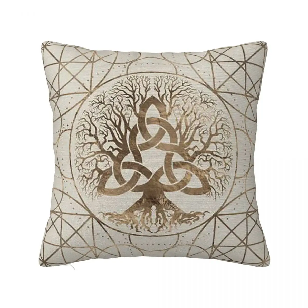 

Tree Of Life Yggdrasil With Triquetra Pastel Gold Vikings Pillowcase Cushion Cover Decorations Pillow Case Cover Home 40*40cm