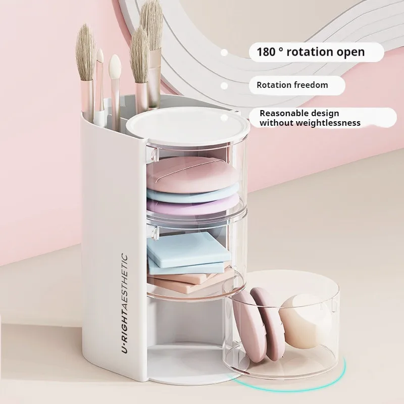 Органайзер для кистей макияжа прозрачный акриловый хранения косметики с ящиками