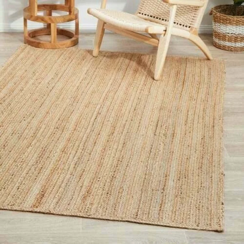 Tapis de Jute naturel 100% fait à la main, style rectangulaire tressé, décoration de la maison, aspect 5x7 pieds, décoration de salon  (0)