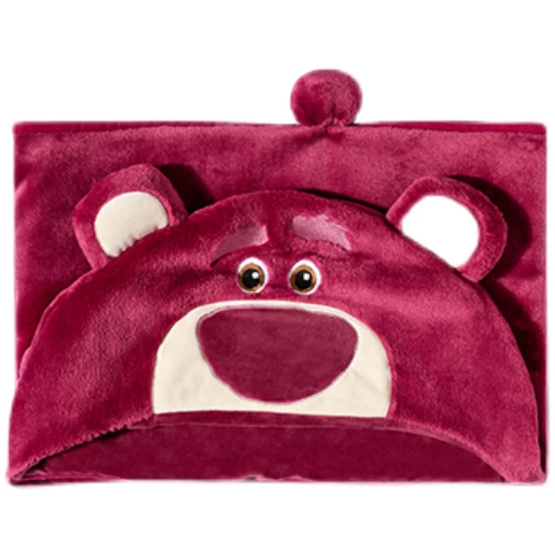 

Disney Three-Eyed Strawberry Bear Leisure Blanket Hooded Warm Office Lunch Break Air Conditioning Blanket Covered Christmas Gift