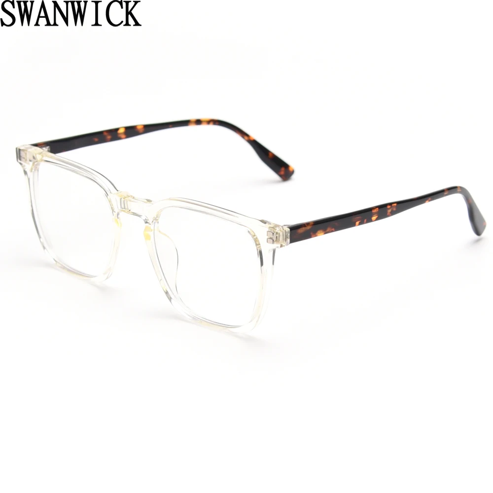

Swanwick male tr90 glasses square korean style women clear lens acetate glasses frame vintage men student black green gift items