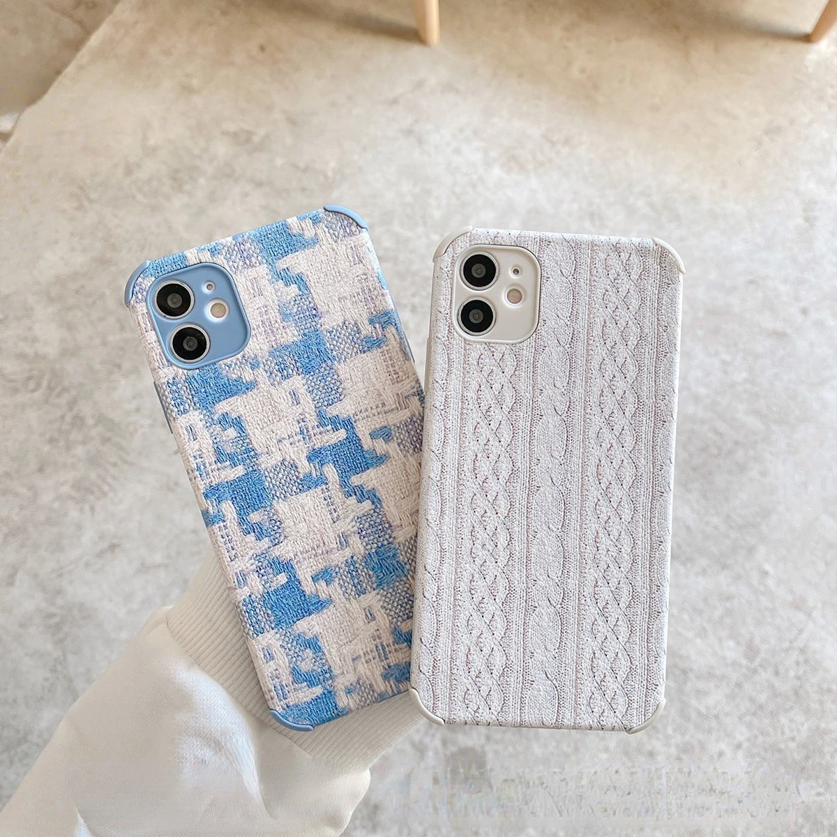 

Simulated Woven Simple Sweater Plaid Mobile Phone Case All-inclusive Protective Cover For iPhone7 8Plus X XR XS 11 12 13 Pro Max