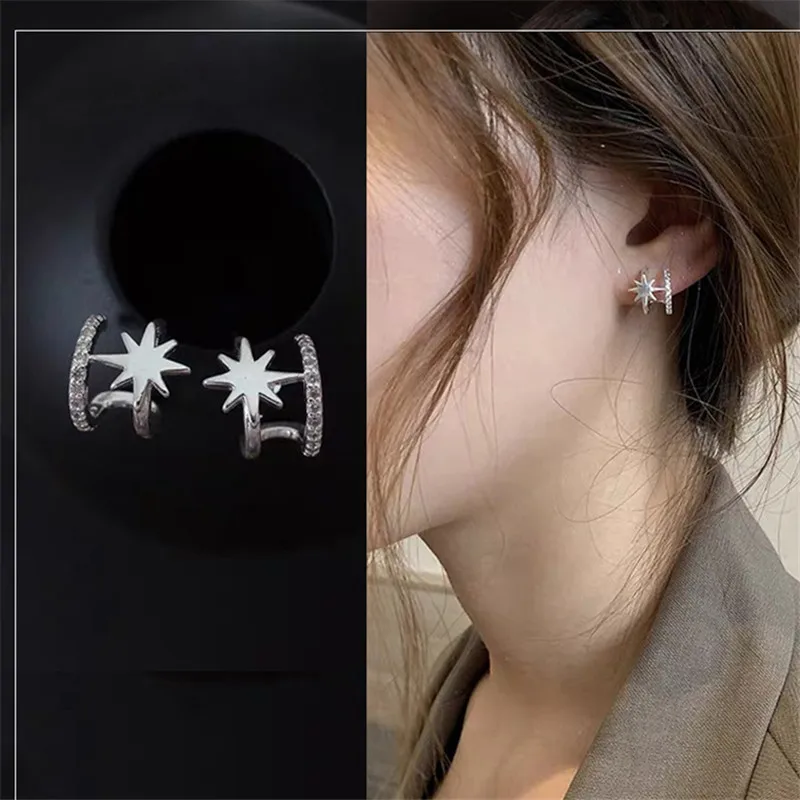 

1 Pcs Punk Zircon Star Clip Earring For Women Girl Fashion Ear Cuff Jewelry Brincos eh2119