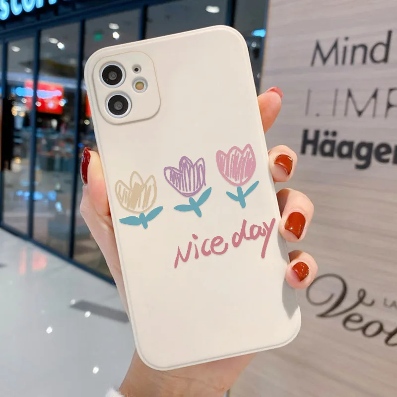 

NOHON Case For APPLE IPHONE 13 12 11 PRO MAX MINI XS XR 8 PLUS SE 2020 7 6S nice flower Fashion Anti-Drop cover