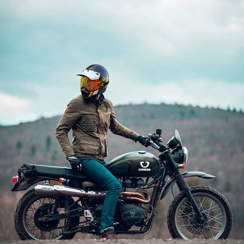 Шлем мотоциклетный Полнолицевой из углеродного волокна в стиле ретро - купить по