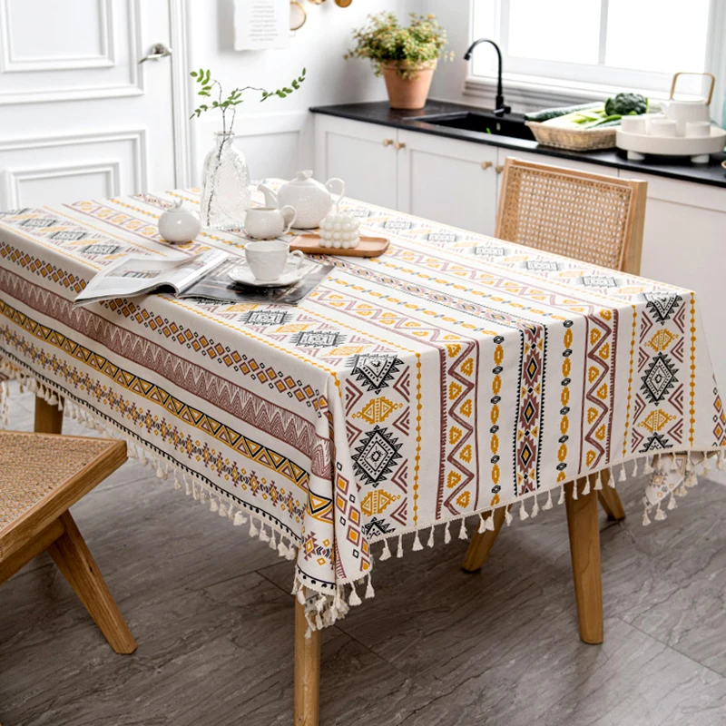 

Bohemian Waterproof Tablecloth for Rectangle Table Cotton Linen Table Cover for Kitchen Dinning Tabletop Decor Table Cloth Nappe