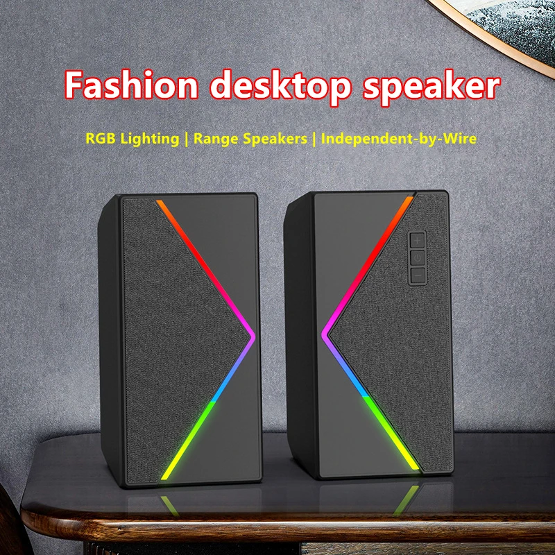 

Модная bluetooth-колонка, домашняя Настольная компьютерная аудиосистема с RGB-подсветкой, мультимедийная компьютерная Мобильная игровая аудиос...