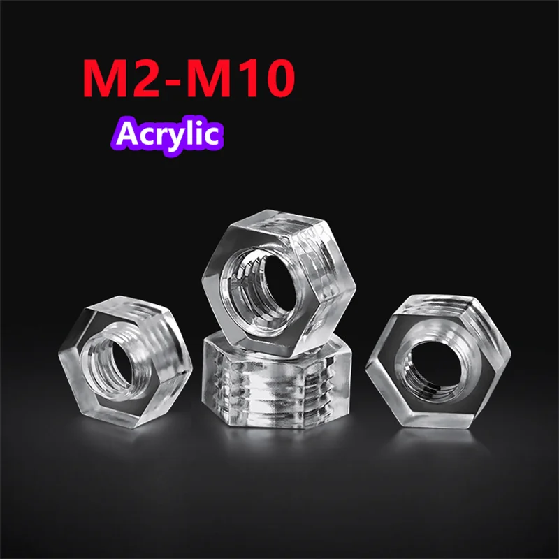 

Прозрачные шестигранные Акриловые искусственные M2 M2 M2.5 M3 M4 M5 M6 M8 M10 пластиковые прозрачные шестигранные гайки из поликарбоната