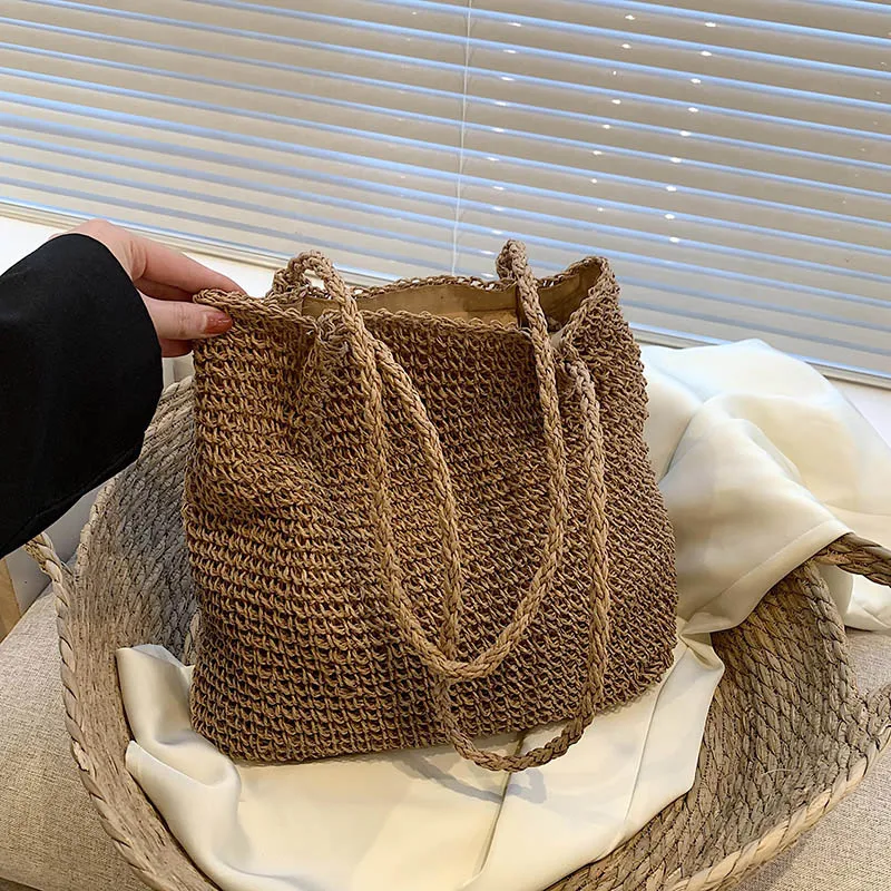 

2023 Летняя женская Плетеная соломенная сумка-тоут для женщин, богемные пляжные сумки, женская сумка через плечо, вместительные дорожные сумки
