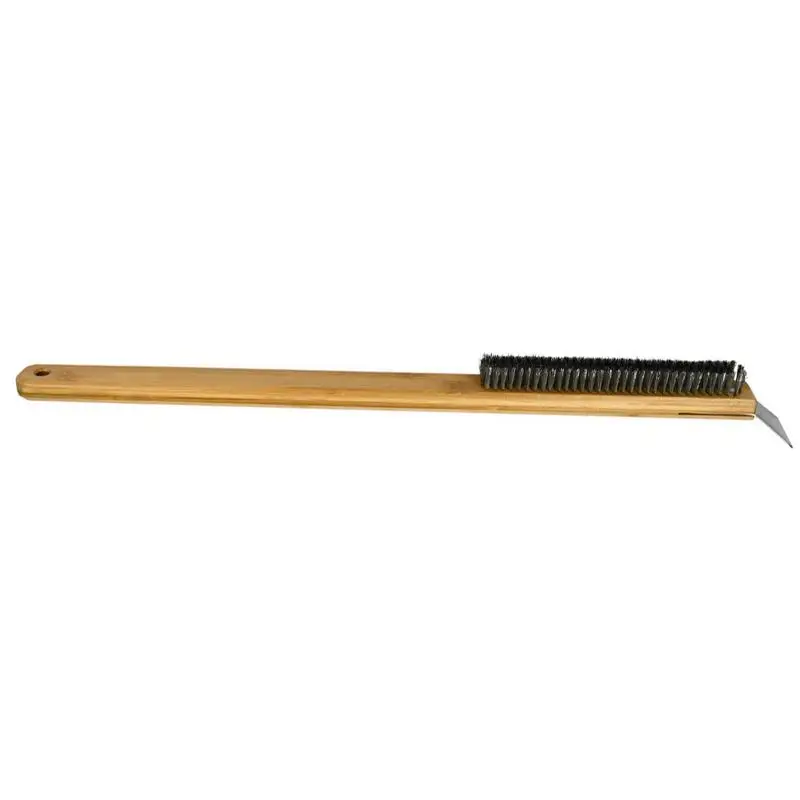 

Pizza Stone Cleaning Brush Pizza Oven Brushes Stone Cleaner with Scraper Long Wood Handle Barbecue Grill Brush with Wire Brush