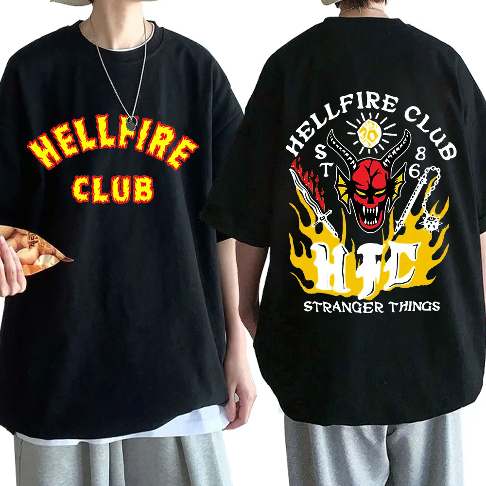 

Stranger Things 4 T Shirt Women/Men Aesthetic Graphic Hellfire Club T-shirt Oversized Hawkins High School 100% Cotton Tees Shirt