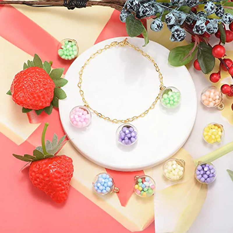 New 20pcs/lot 21x16mm Bubble Foam Transparent Glass Ball Charms Pendant Crafts for Jewelry Making Findings DIY Earrings Necklace |