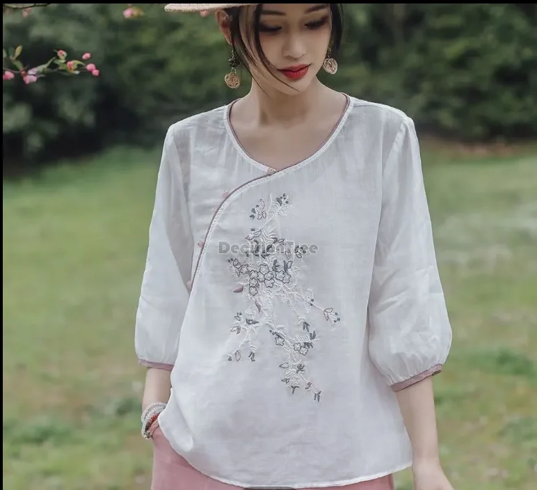 Новинка 2024 винтажный Улучшенный Топ qipao в китайском стиле Свободный Повседневный