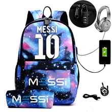 Messi-캐주얼 비즈니스 남녀 공용 백팩, 컴퓨터 학교 가방, 15.6 인치 노트북 가방, 백라이트, 도난 방지, 여행, Mochila, 어린이
