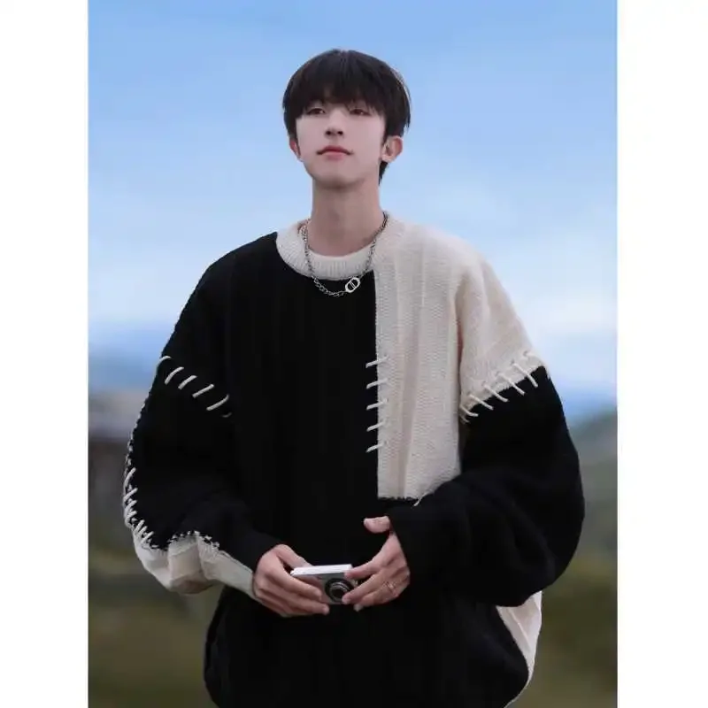 Осень/зима свитер ручной работы мужской японский винтажный повседневный модный