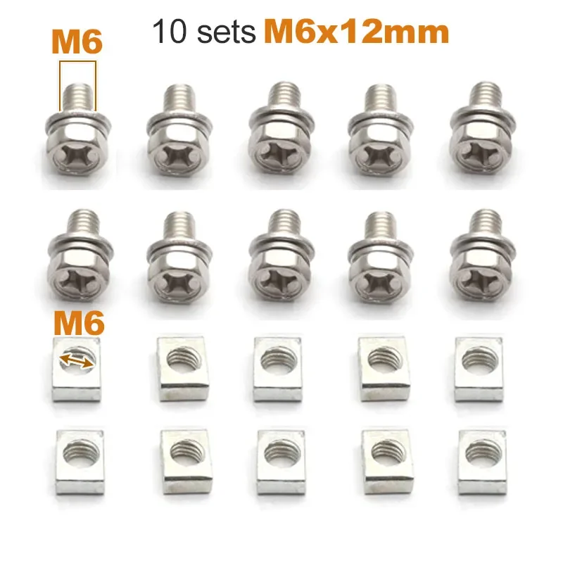 

10 комплектов, универсальный мотоцикл, скутер, квадроцикл, велосипед, клеммная гайка аккумулятора и болты M5x10 мм M6x12 мм, 4 Ач, 5 Ач, 6 Ач, 7 Ач