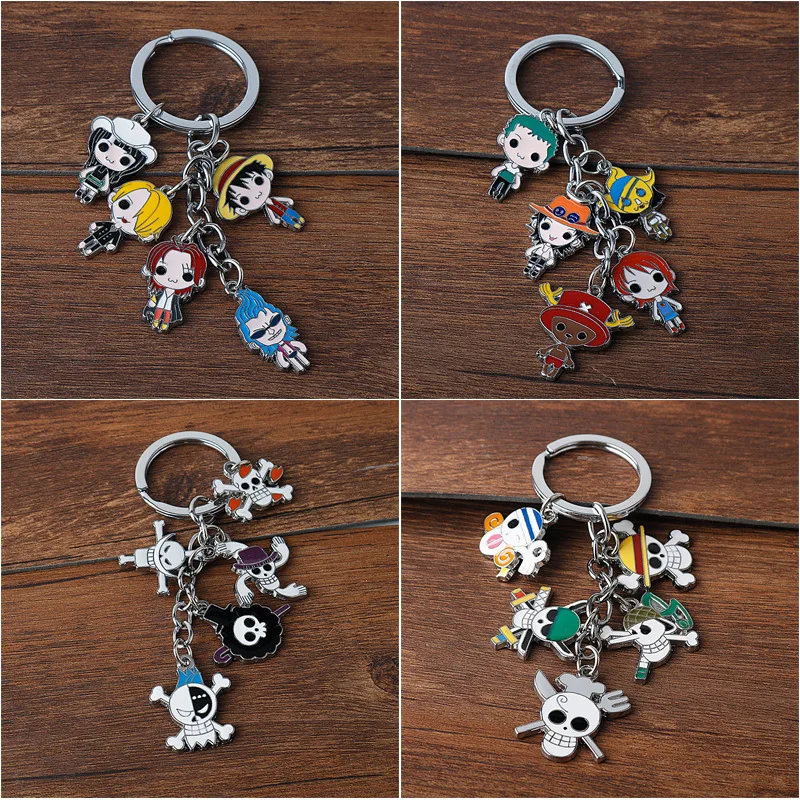 

One Piece Cartoon Keychain Straw Hat Luffy Ace Chopper Zoro Anime Figures Keychains Schoolbag Pendant Toys Kids Birthday Gifts