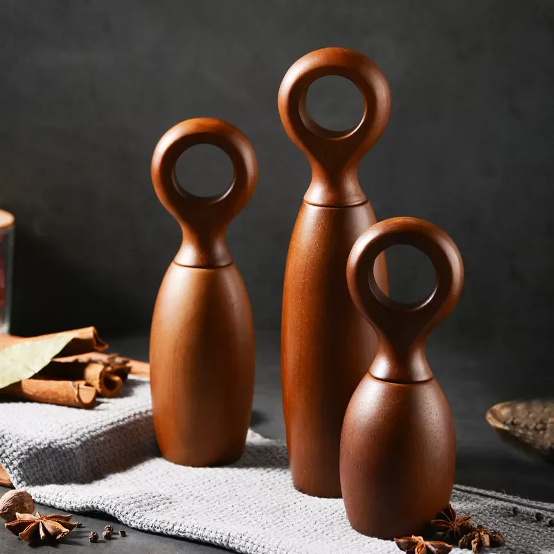 

Wood Salt and Pepper Mill Pepper Grinders Adjustable Ceramic Manual Household Seasoning Jar Black White Pepper Grinder Grinder