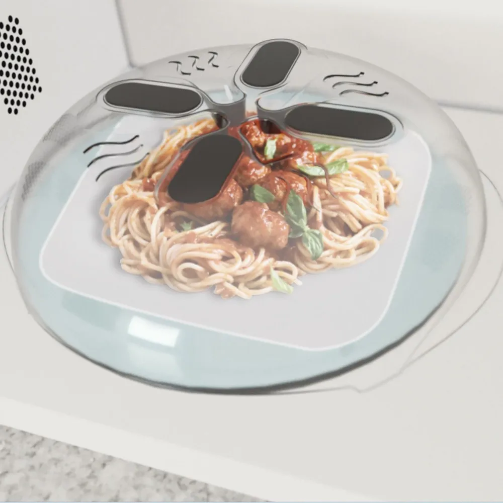 Food Splatter Guard coperchio antispruzzo professionale per alimenti a microonde con prese d'aria a vapore coperchio magnetico per schizzi resistente al calore