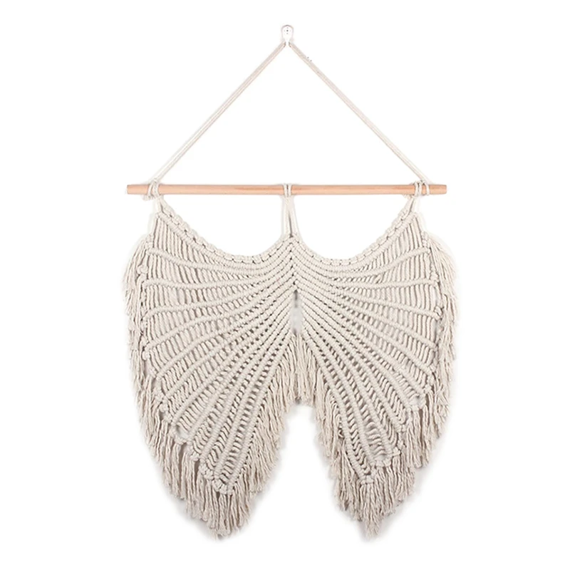 

Macrame Wall Hanging Boho Tapestry Angels Wing Woven Bohemian Wall Art Decoration For Apartment Bedroom Living Room