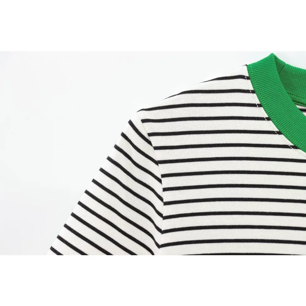 TRAF ZR Женская контрастная хлопковая полосатая футболка High Sreet для женщин Kpop