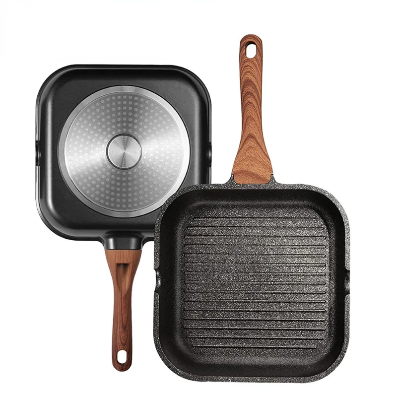 

Grill Pan for Stove Tops Nonstick Marble Coating Aluminum Induction Steak Pan with Pour Spout pots and pans set frying pan wok