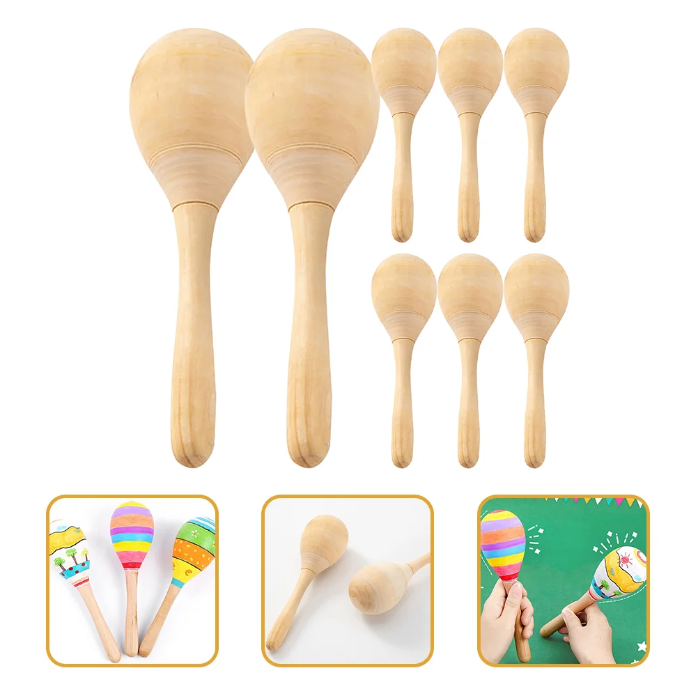 

8 Pcs Wooden Maraca Instruments Kids Maracas Educational Music Toy Child Toys Musical Rattles