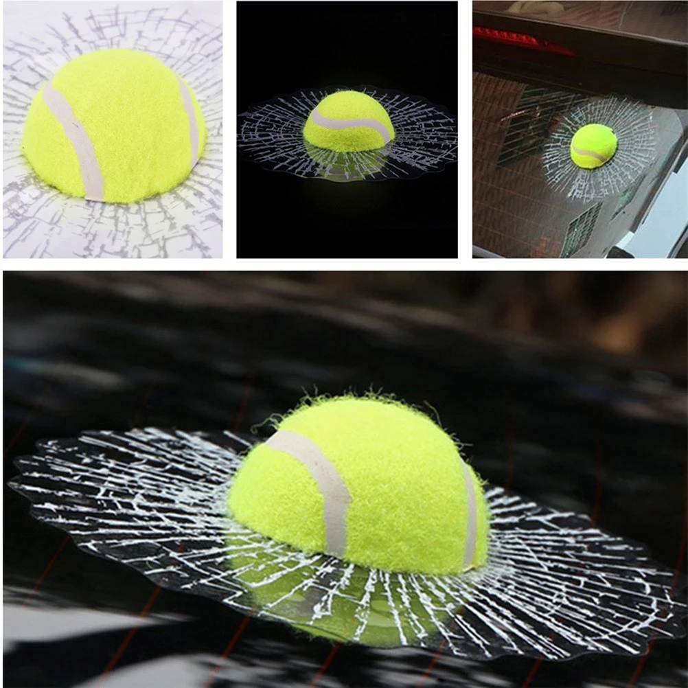

New Funny Auto Car Styling Ball Hits Car Body Window Sticker 3D Car Stickers Self Adhesive Baseball Tennis Decal accessories