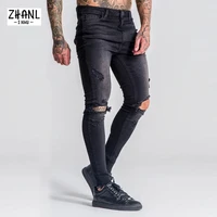 fashion ripped mens slim jeans men pants 2022 streetwear biker casual trousers side pockets casual skinny pencil denim pants