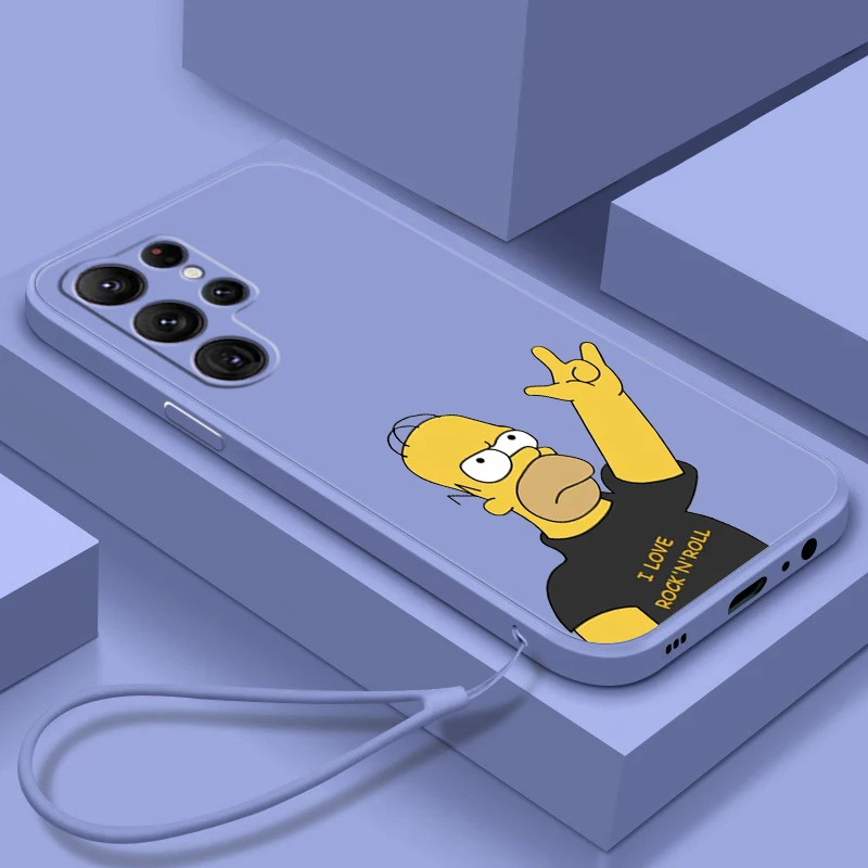 

Fun Cartoon The Simpson Case For Samsung Galaxy S22 S21 S20 S10 Note20 10 Ultra Plus Pro FE Lite Liquid Rope Phone Cover Coque