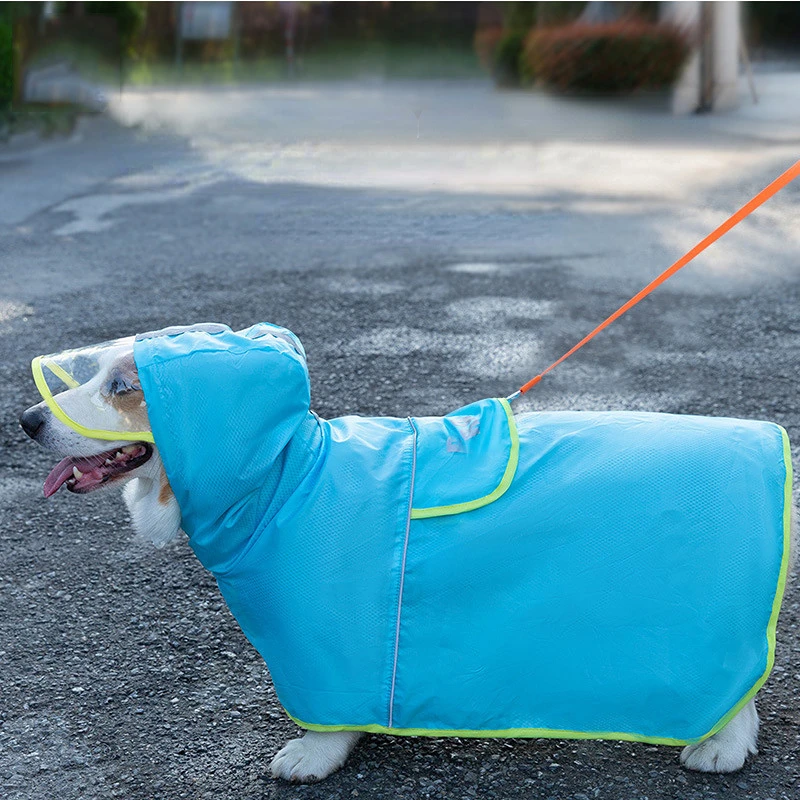 

Pet Raincoat Belly Protection Hooded Corgi Raincoat All Inclusive Waterproof Cloak Medium Size Dog Style Rainy Clothes Poncho