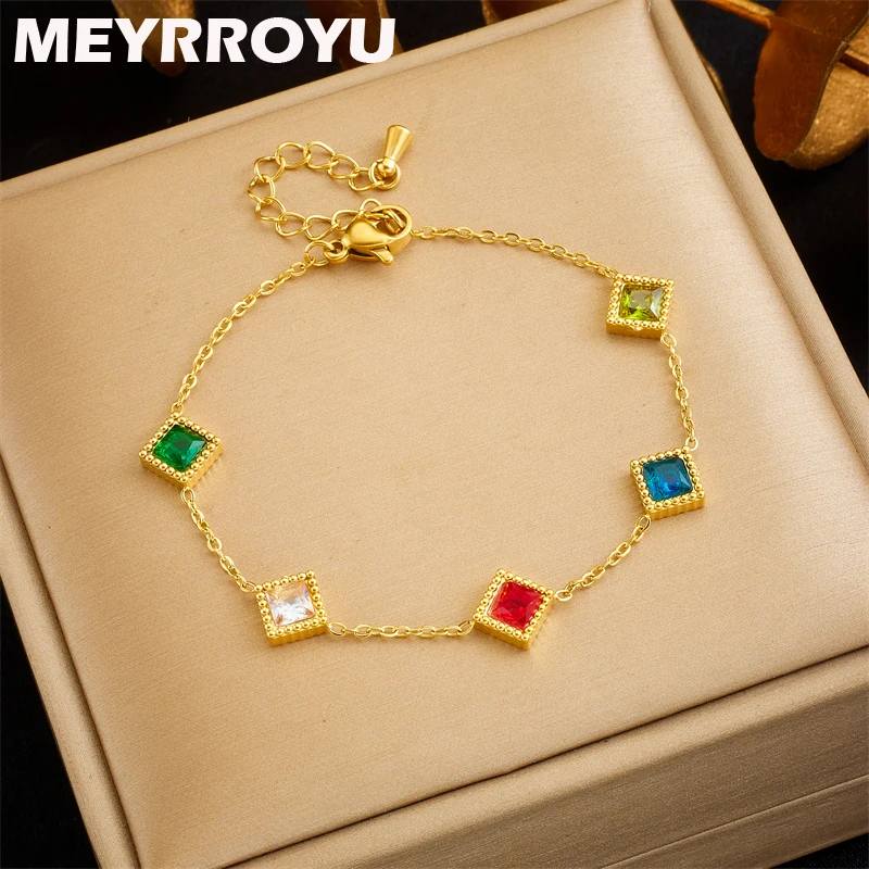 MEYRROYU 316L модный браслет из нержавеющей стали золотого цвета для женщин Роскошные