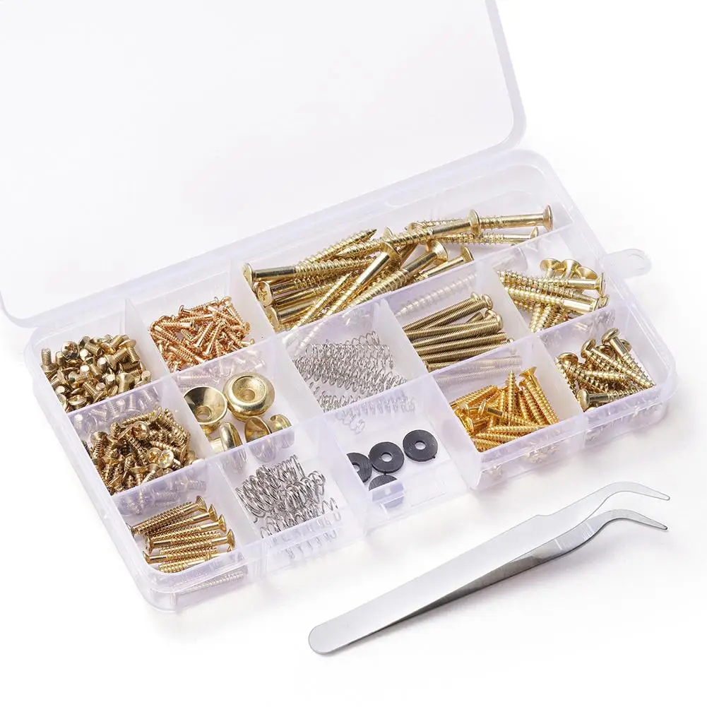 

254pcs Guitar Repair Screws Kit 9 Sizes Mount Assortment Electric Guitar Diy Luthier Tools With Storage Box