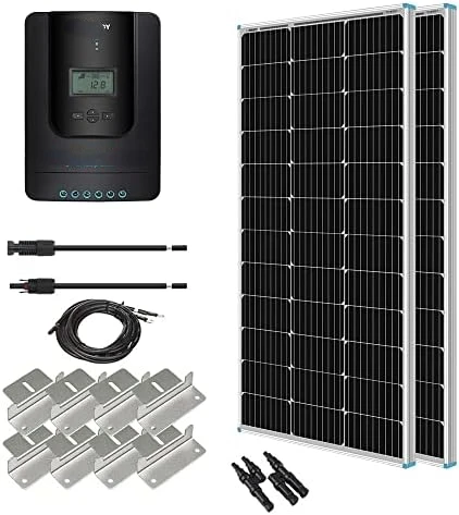 

200 Watt 12 Volt Monocrystalline Solar Panel Starter Kit with 2 Pcs 100W Solar Panel and 30A PWM Charge Controller for RV, Boats