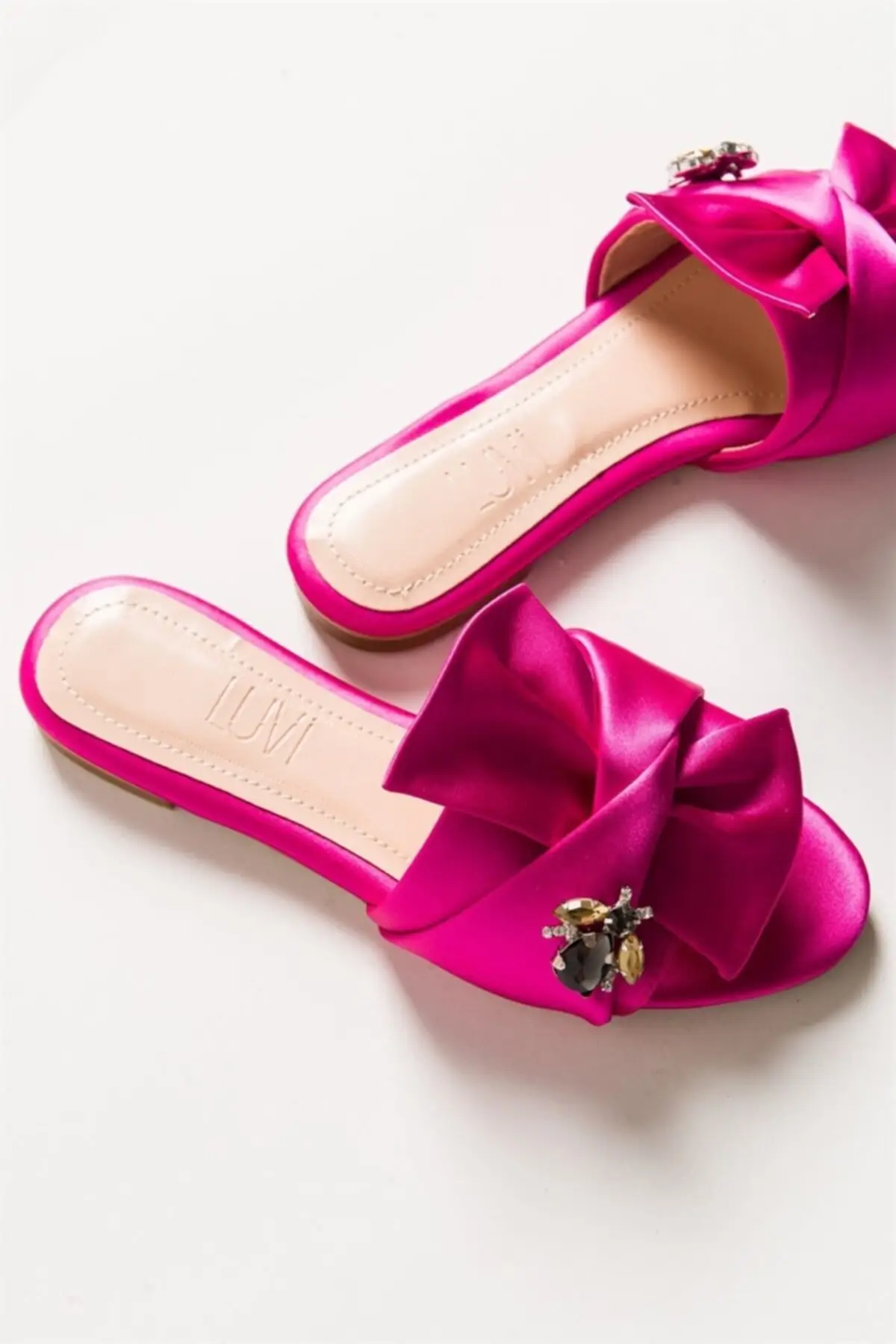 

T01 Fushia Satin Womens Slippers