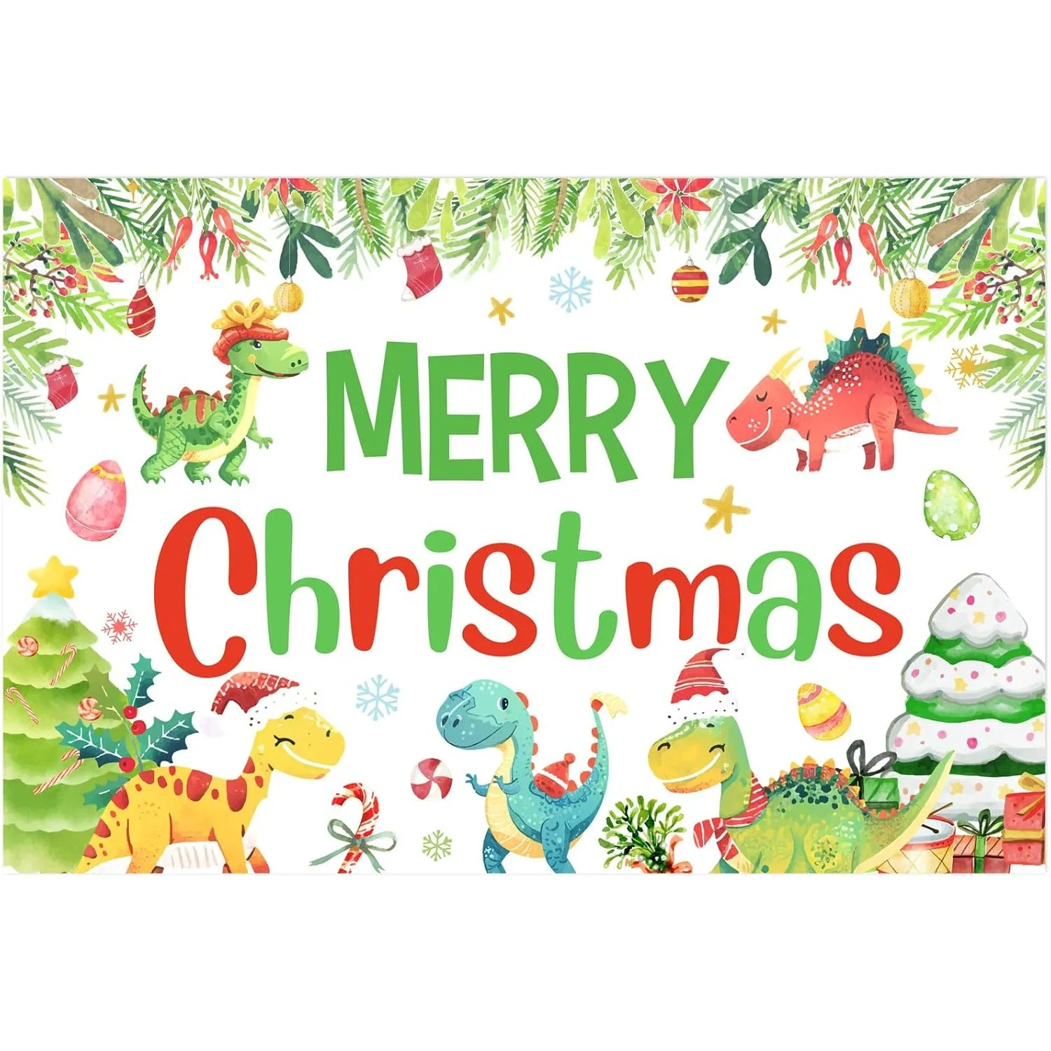 Черепая 3*5 футов рождественские украшения динозавров зеленые растения веселый