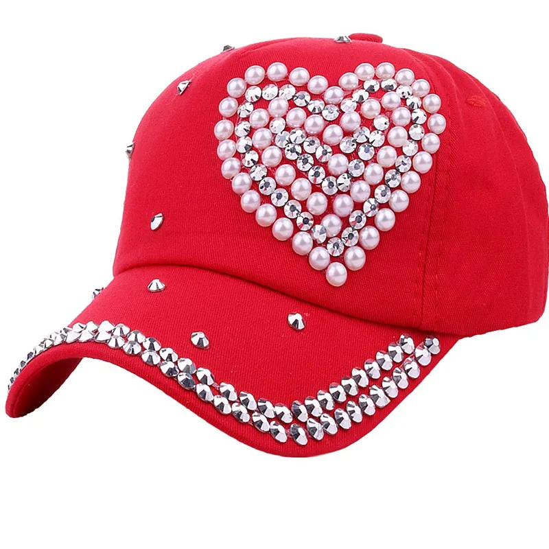 

Hats Fashionable Adjustable Heart-shaped Baseball Cap Parent-child Pearl Cap Children's Casual Sun Hat Sunscreen Hat