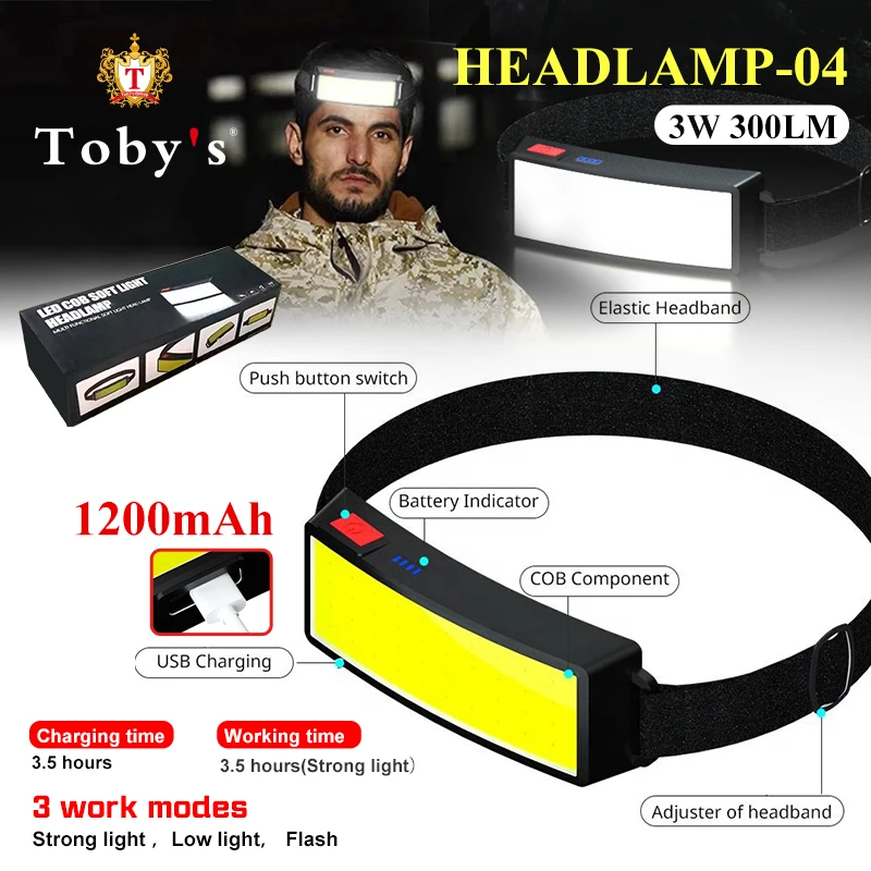 TOBYS Headlight 04 Portable headlight waterproof super bright long use time Suitable for outdoor work sports