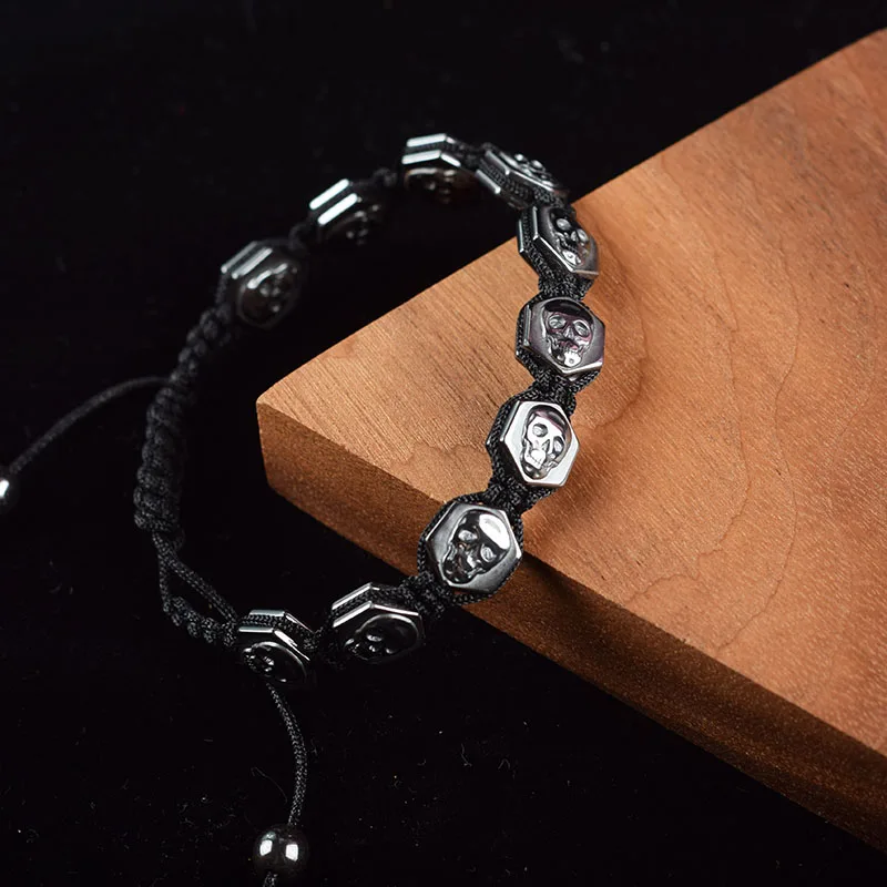 

Модные аксессуары в стиле панк, плетеный гематитовый браслет для мужчин и женщин, персонализированный браслет в стиле викингов с регулируе...